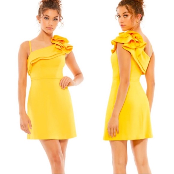 Mac Duggal Dresses & Skirts - Mac Duggal Ieena 55286 Womens One Shoulder Ruffle Short Mini Dress Size 0 NEW